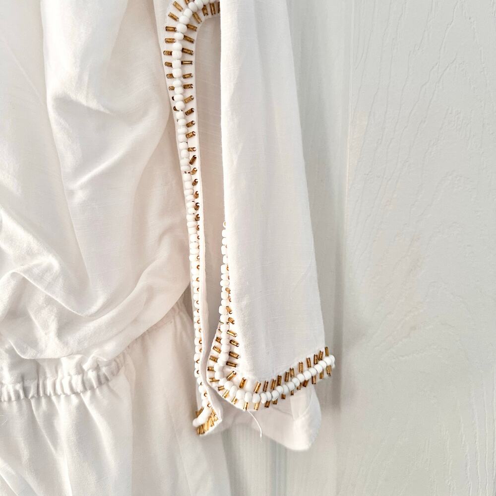 Lilly Pulitzer White Delisa Beaded Boho Beach Tunic Mini Dress Tie Waist Belt XL - Picture 5 of 12